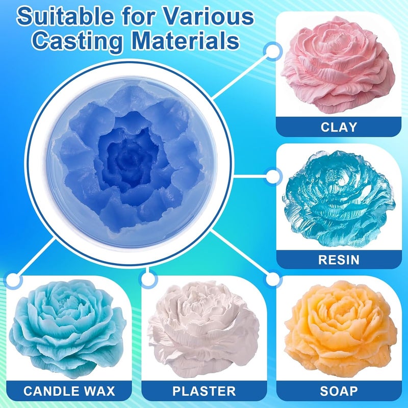 MITINU Silicone Mold Making Kit, 22oz 15A Elastic Liquid Silica Gel, Color Sapphire Blue, Suitable for Casting Resin Molds and Candle & Soap Mold,Fast Cure Translucent Platinum Silicone Rubber - Image 5